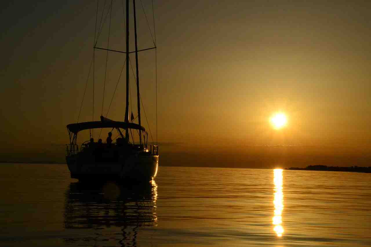 voile, sunset, yacht